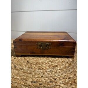 VTG Wood Mirror Jewelry Box - Pine, Footed, Primitive